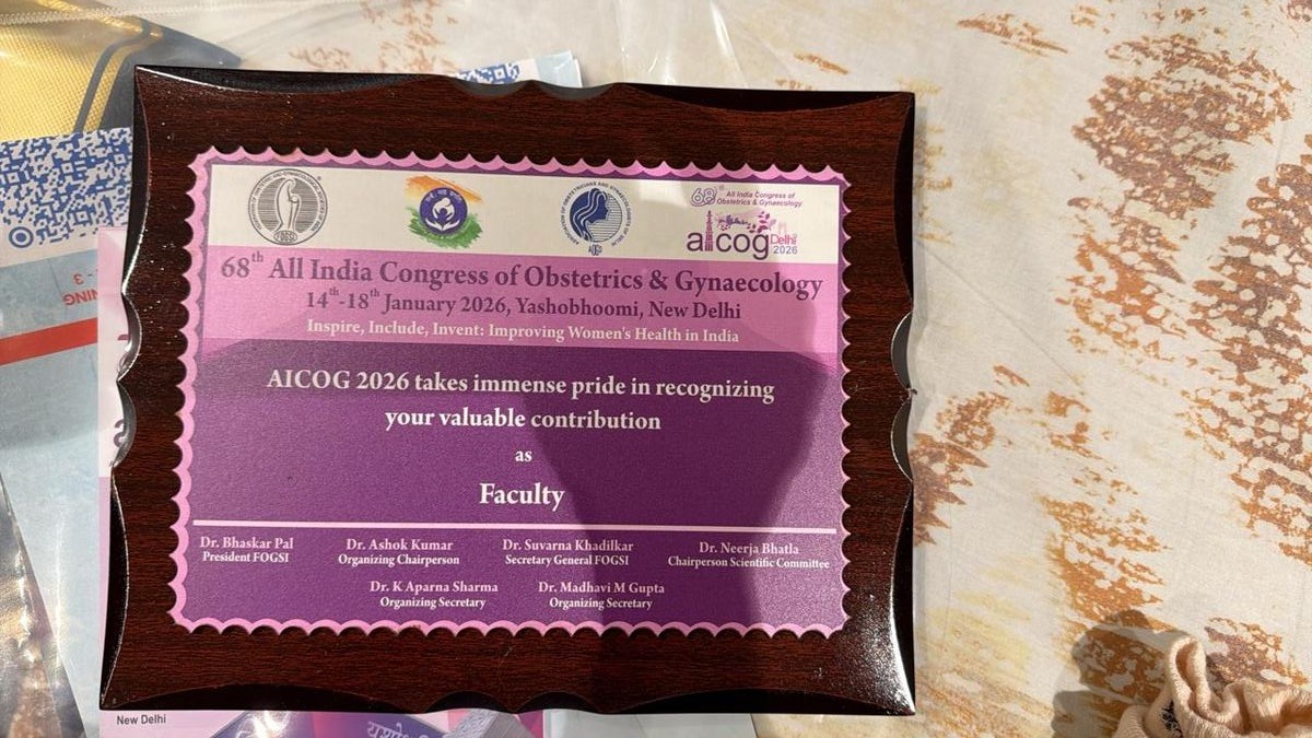 AICOG 2026 Faculty Recognition Plaque — 68th All India Congress of Obstetrics and Gynaecology